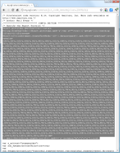 Porción de código en la web de MySQL con el malware